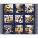 QT Buck Wild Deer Picture Patches Panel - 30803-N Navy - Cotton Fabric