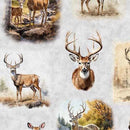 QT Buck Wild Deer Vignettes - 30804-K Gray - Cotton Fabric