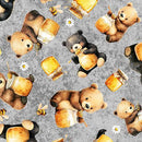 QT Buzz, Buzz, Buzz Bears & Honey - 31702-K Gray - Cotton Fabric