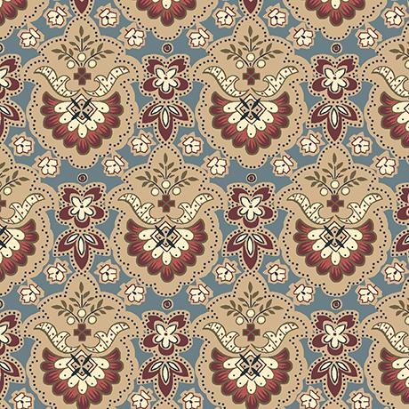QT Canterbury Archival Foulard Medallion - 24539-B Blue - Cotton Fabric