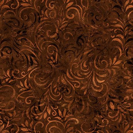 QT Coloressence Blooming Vine - 31095-AJ108 Coffee - Cotton Wide Back Fabric