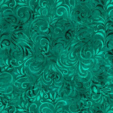 QT Coloressence Blooming Vine - 31095-Q108 Teal - Cotton Wide Back Fabric