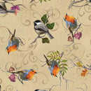 QT Cornucopia Harvest Birds - 31027-A Tan - Cotton Fabric