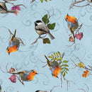 QT Cornucopia Harvest Birds - 31027-B Blue - Cotton Fabric