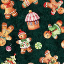 QT Cuties Gingerbread Men - 31183-F Evergreen - Cotton Fabric