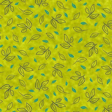 QT Daisy Doodle Leaf Toss - 30747-H Lime - Cotton Fabric