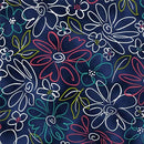 QT Daisy Doodle Packed Stylized Floral - 30744-N Navy - Cotton Fabric