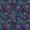 QT Daisy Doodle Squiggles - 30746-N Navy - Cotton Fabric