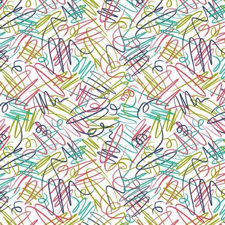 QT Daisy Doodle Squiggles - 30746-Z White - Cotton Fabric