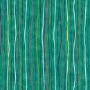 QT Daisy Doodle Wavy Stripe - 30749-Q Teal - Cotton Fabric