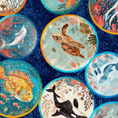 QT Deep Sea Dazzle Undersea Medallions - 31196-N Navy - Cotton Fabric