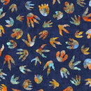QT Dinoroars! Dino Tracks - 30813-N Navy - Cotton Fabric