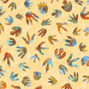 QT Dinoroars! Dino Tracks - 30813-S Light Gold - Cotton Fabric