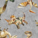 QT Dinoroars! Dinosaurs Toss - 30810-K Gray - Cotton Fabric