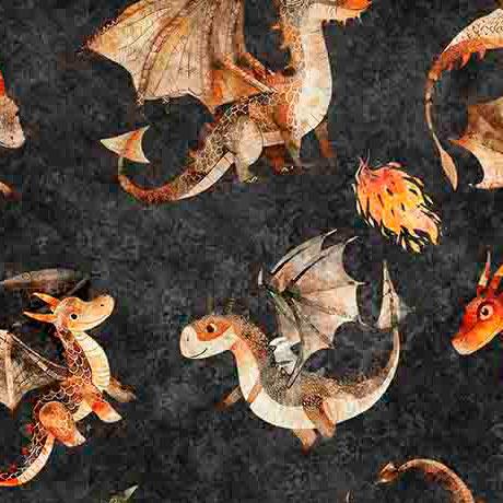 QT Dragon Dreams Dragons - 30956-K Charcoal - Cotton Fabric