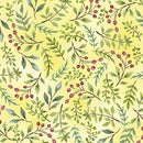 QT Drawn to Birds Berry Sprigs - 31138-S Pale Yellow - Cotton Fabric