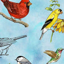 QT Drawn to Birds Tossed Birds - 31135-B Sky Blue - Cotton Fabric