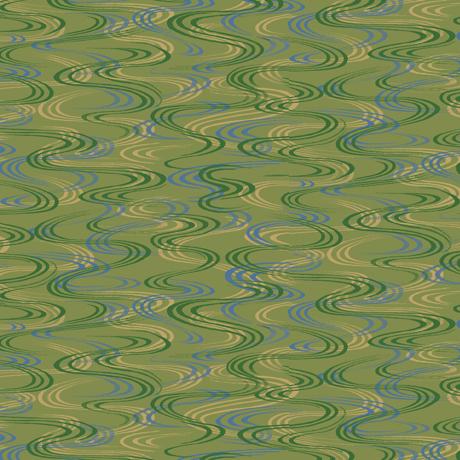 QT Dynasty Ripple Geo - 30250-H Green - Cotton Fabric