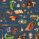 QT Fish Tails Fishing Equipment - 30069-Q Dark Teal - Cotton Fabric