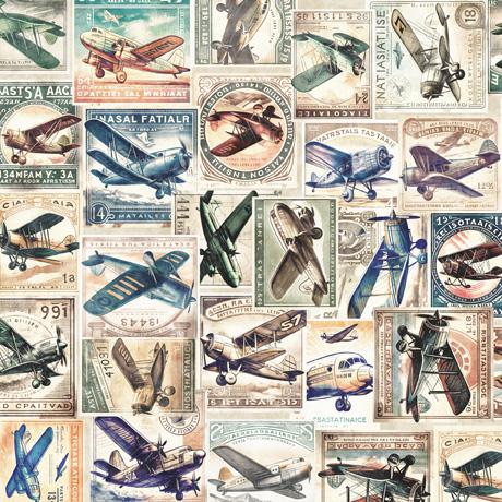 QT Flying High Airplane Collage - 30051-X Multi - Cotton Fabric