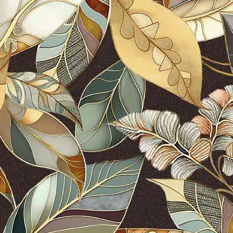 QT Frond Nouveau Leaves - 30098-A Espresso - Cotton Fabric