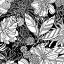 QT Garden at Twilight Stencil Floral - 31420-J Black - Cotton Fabric