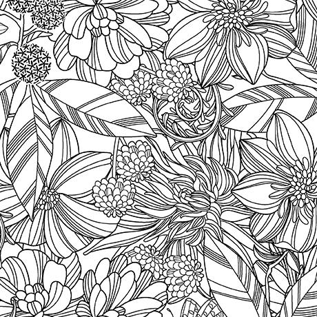 QT Garden at Twilight Stencil Floral - 31420-Z White - Cotton Fabric