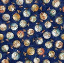 QT Globetrotter Globes - 30532-N Navy - Cotton Fabric