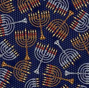 QT Hannukah Festival Menorahs - 30273-N Navy - Cotton Fabric