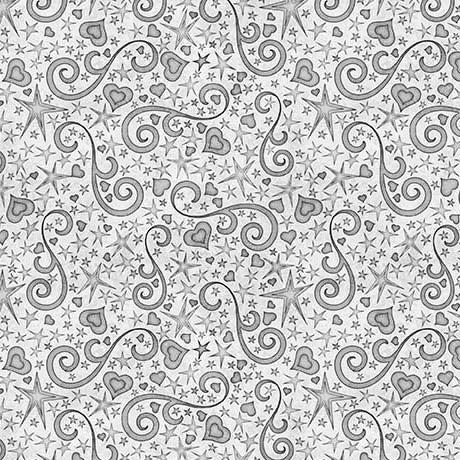 QT Hearts & Hugs Hearts & Scroll - 31651-K Gray - Cotton Fabric
