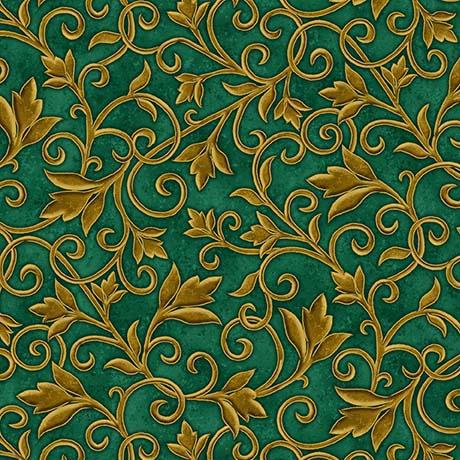 QT Heavenly Night Scroll - 31131-G Green - Cotton Fabric