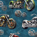 QT Heavy Metal Motorcycles - 30706-Q Teal - Cotton Fabric