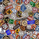 QT Heavy Metal Route 66 Toss - 30708-K Gray - Cotton Fabric