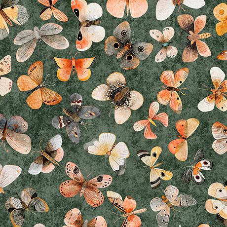 QT Hedgehugs Butterflies - 31415-F Pine - Cotton Fabric