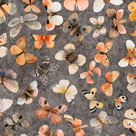QT Hedgehugs Butterflies - 31415-K Smoke - Cotton Fabric