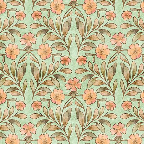 QT Hedgehugs Floral & Leaf - 31417-H Sage - Cotton Fabric