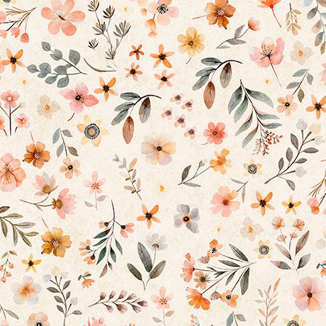 QT Hedgehugs Floral Toss - 31416-E Cream - Cotton Fabric