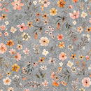 QT Hedgehugs Floral Toss - 31416-K Gray - Cotton Fabric