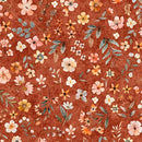 QT Hedgehugs Floral Toss - 31416-O Paprika - Cotton Fabric