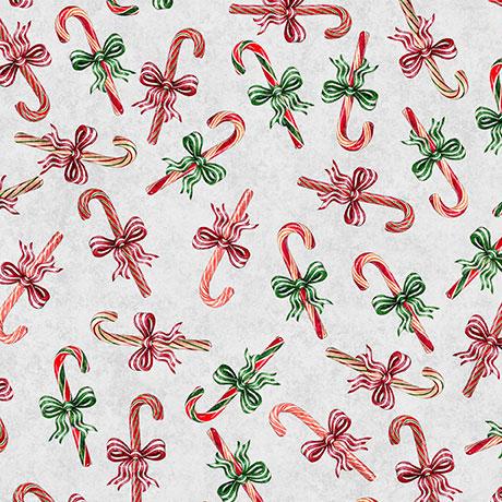 QT Holly Jolly Candy Canes - 31163-K Gray - Cotton Fabric