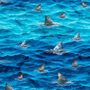 QT Into The Deep Shark Fins - 32222-B Ocean - Cotton Fabric