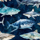 QT Into The Deep Sharks - 32219-N Mediterranean - Cotton Fabric