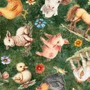 QT Lil' Farmers Farm Animal Toss - 31906-G Green - Cotton Fabric