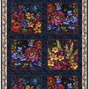 QT Midnight Petals Picture Patches Panel - 31918-X Multi - Cotton Fabric