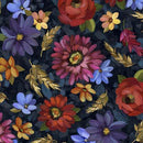 QT Midnight Petals Tossed Floral - 31920-W Midnight - Cotton Fabric