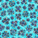 QT Mosaic Blooms Tossed Floral - 31486-Q Turquoise - Cotton Fabric