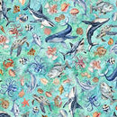 QT Nauticus Sea Creatures - 32053-Q Turquoise - Cotton Fabric