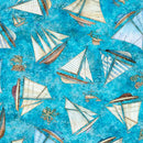 QT Nauticus Ships Toss - 32055-B Blue - Cotton Fabric