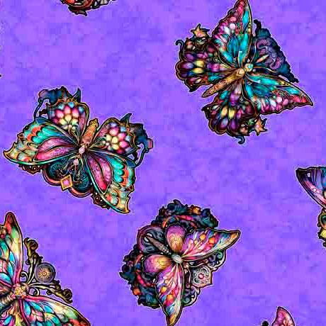 QT Night Flight Butterfly Toss - 30753-V Purple - Cotton Fabric