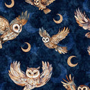 QT Night Owls Flying Owls - 31567-N Dark Navy - Cotton Fabric